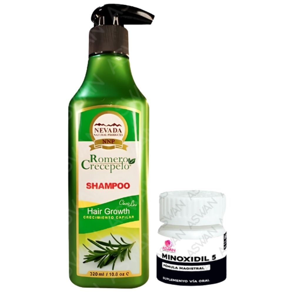 Pack Shampoo De Romero 320Ml + Minoxidil 5Mg 60 Cápsulas