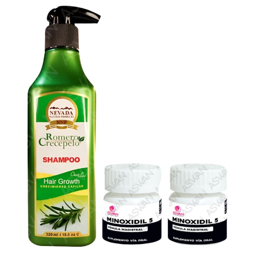 Pack Shampoo De Romero 320Ml + 2 Minoxidil 5Mg 60 Cápsulas