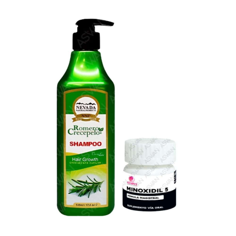 Pack Shampoo Romero Crecepelo 520Ml + Minoxidil 5Mg Caps 60