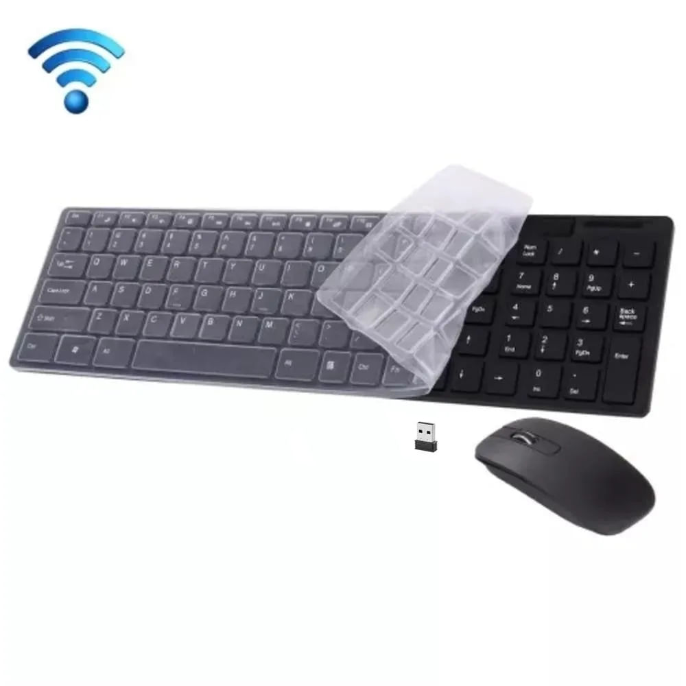 Teclado Y Mouse Inalambrico Negro Delgado Adaptador Usb Pc Laptop