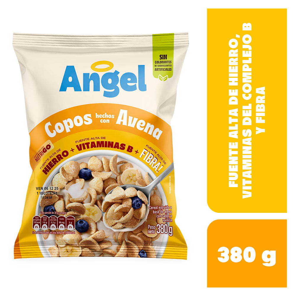 Cereal ANGEL Copos Hechos con Avena Bolsa 380g