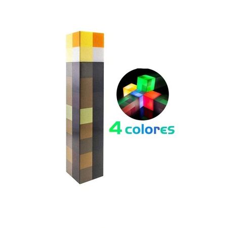 Antorcha Minecraft Lampara Led 4 Colores Bateria Recargable