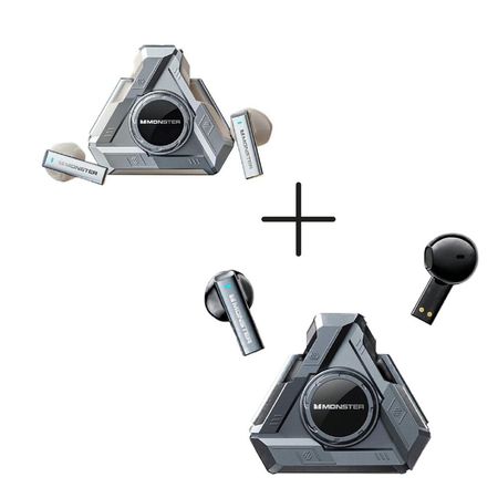 Audífonos Bluetooth Gamer Monster XKT22 Tarnish + XKT22 Silver