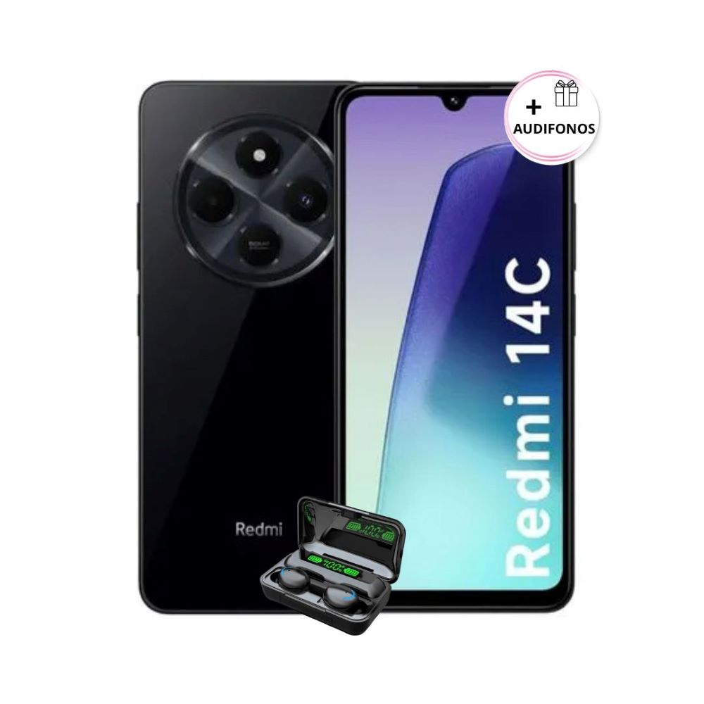 Celular Redmi 14C 4+4RAM-128GB Color Negro + Audifono De Regalo