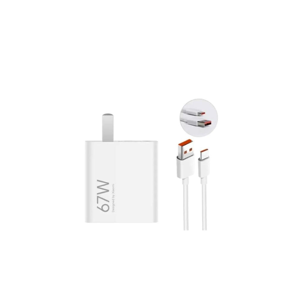 Cargador Carga Rapida XIAOMI De 67W USB A TIPO C CABLE NARANJA - ORIGINAL