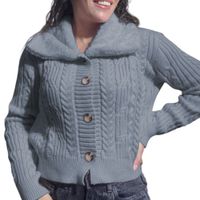 Chompa Mujer Hilo Camisero De Peluche 359G-25 Color Gris
