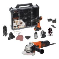 Taladro Atornillador 3/8"" 20V Matrix 6 en 1 + Amoladora 4 1/2"" 650W Black + Decker