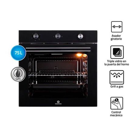 Horno Indurama de 75L Empotrable Negro HEI 75NGP