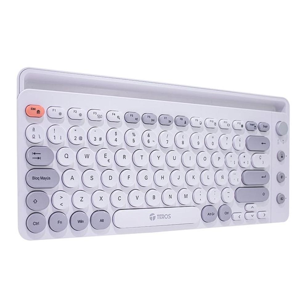 Teclado inalámbrico TEROS TE-4070S 2 4 GHz bluetooth 80 teclas blanco
