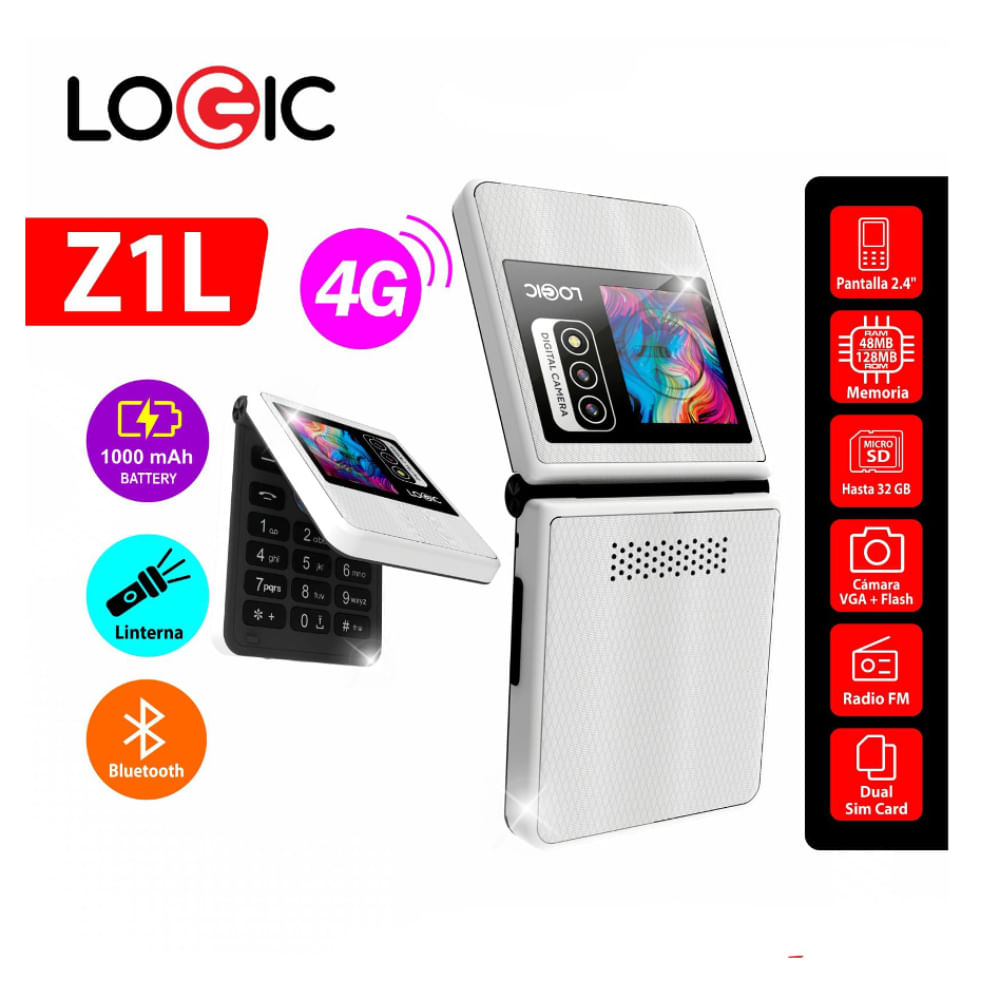Celular Logic Z1L 4G, Pantalla de 2.4"",Bateria 1000 mAh, Radio FM