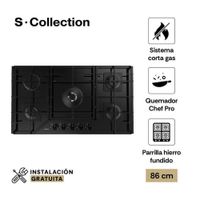 Encimera Vidrio Templado A Gas 90 Cm S-Collection 5 Hornillas