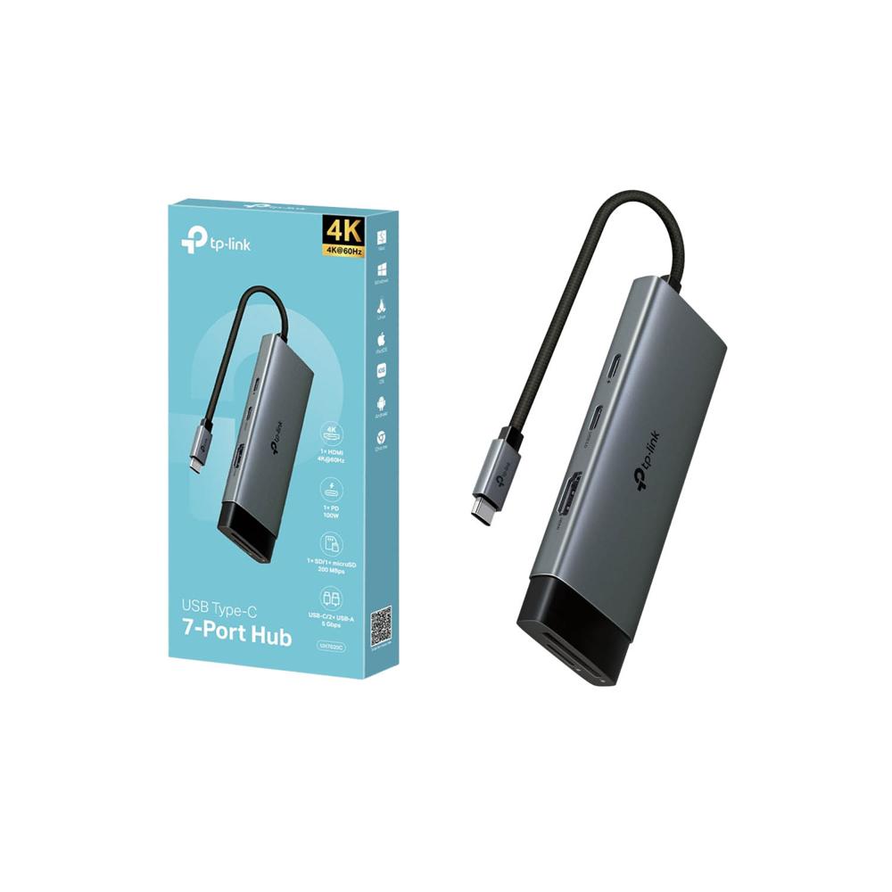 Adaptador Hub Usb Tipo-C Tp-Link Uh7020C 7 Puertos En 1 Puerto Hdmi 4K a 60Hz