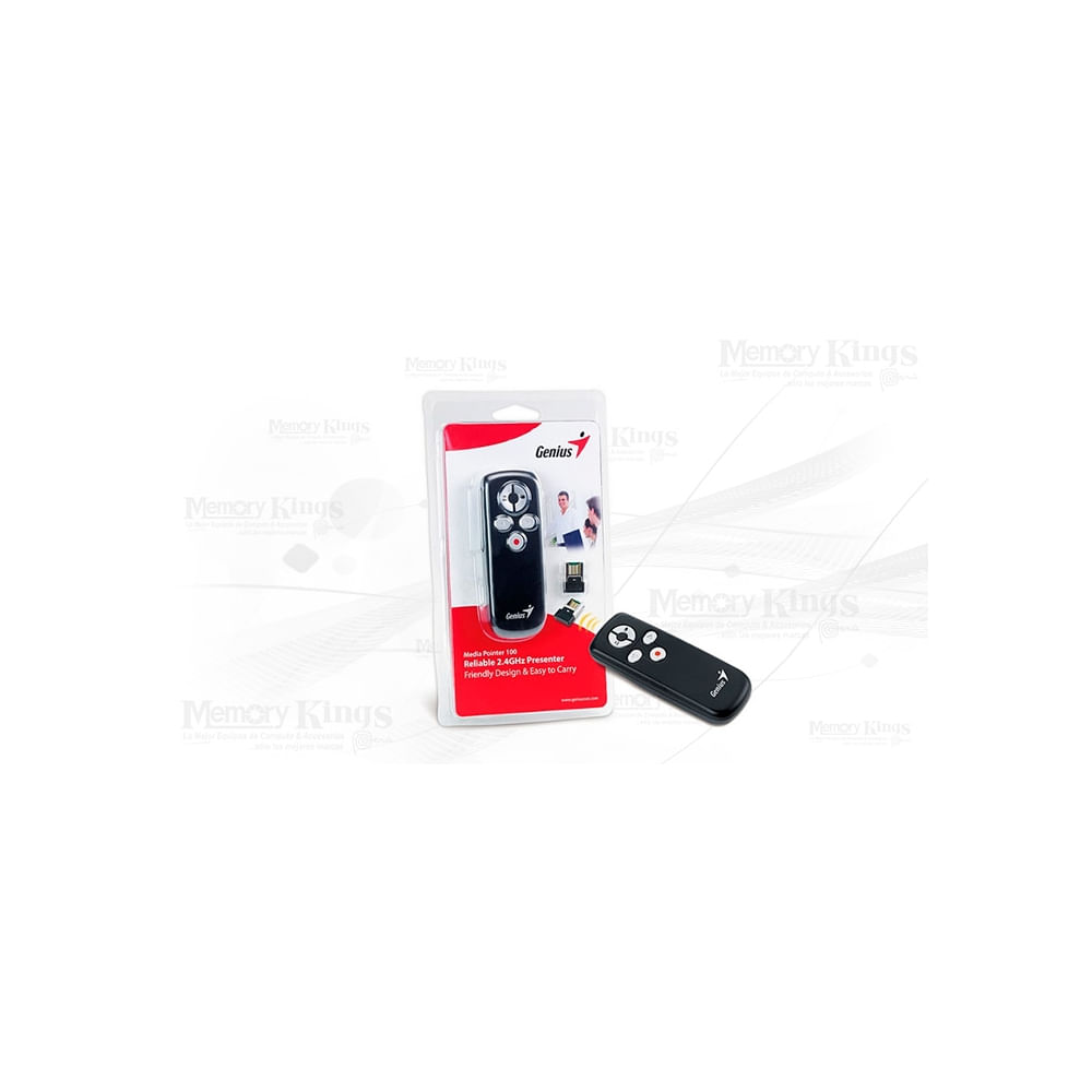 Genius Media Pointer 100 - Presentador Inalámbrico Compacto, Ideal Para Presentaciones Efectivas