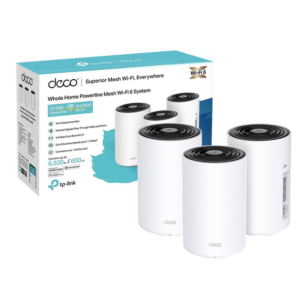Mesh Deco PX50 3-pack Tp-Link Dual-Band WiFi 6 PLC AI + G1500