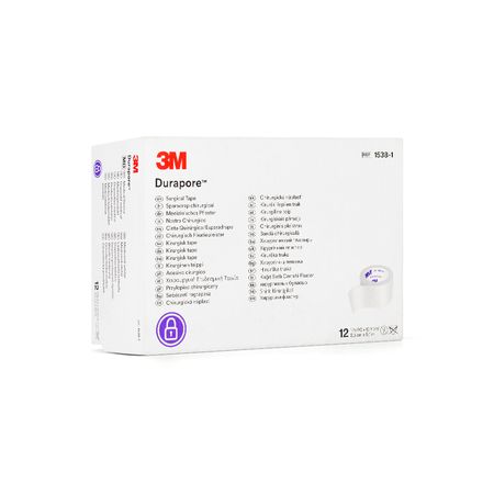 Esparadrapo de Tela de 2.5 CM X 9.1 M 3M DURAPORE 1538-1 CAJA 12 UND