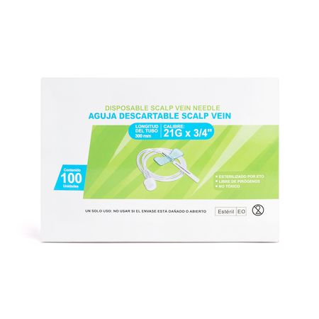 Aguja Scalp Vein Alita Mariposa 21 G X 3/4