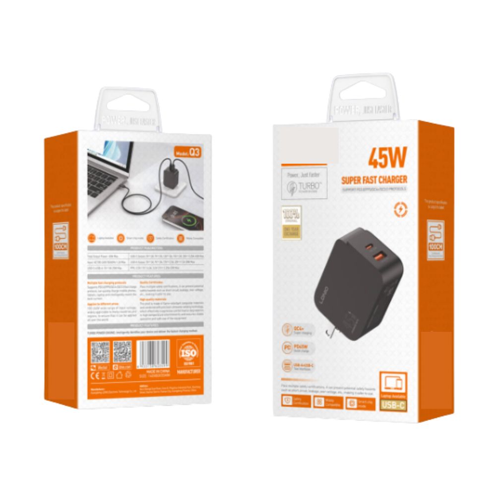 Cargador fast charger LDNIO 45W USB-C Alta Potencia