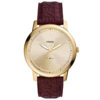 Reloj Fossil Minimalist FS5886 Ultra Delgado para Hombre Correa Cuero Guinda Dial Dorado