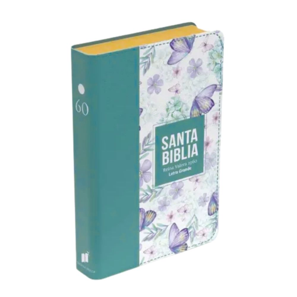 Biblia RVR 1960, Imitacion Piel, Tamaño Manual, Diseño Turquesa Claro