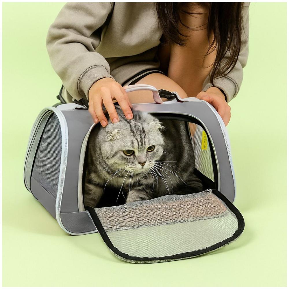 Bolso Transportador para Mascotas Gatos Gris