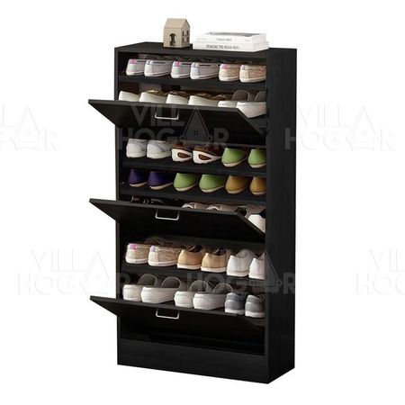 Zapatera cajonera medium negro - capacidad 27 pares de zapatos