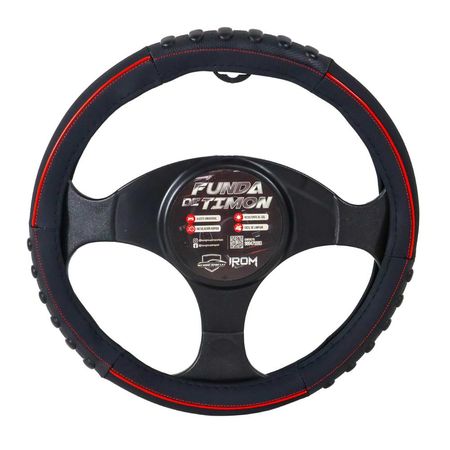 Forro De Timón Negro Con Detalle De Cinta Rojo