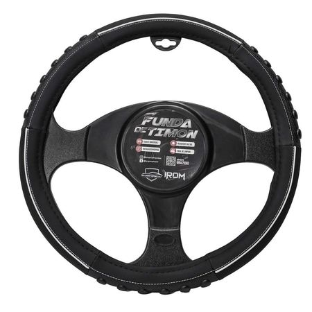 Forro De Timón Negro Con Detalle De Cinta Plateada