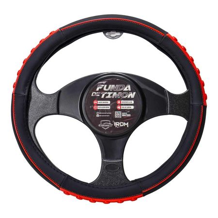 Forro De Timón Negro Con Masajeador Color Rojo