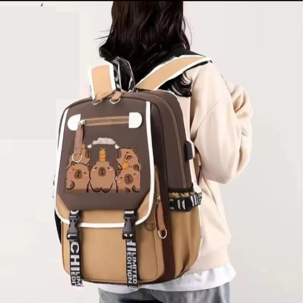 Mochila Escolar Genérica Capibara con Llavero y Pinnes | plazaVea ...