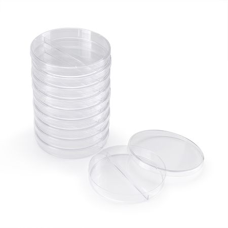 Placas Petri De Plástico De 90 X 15 MM 2 Divisiones Bolsa 10 UND