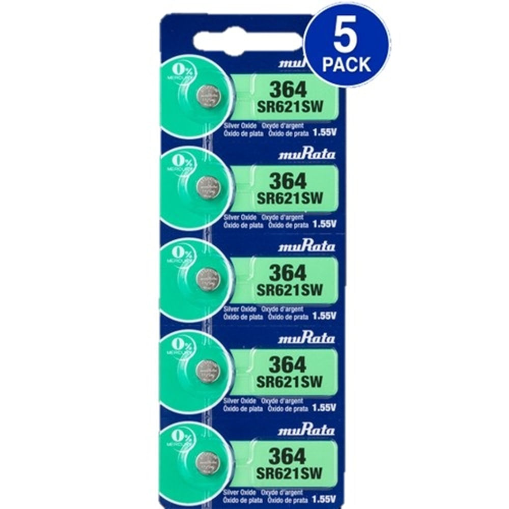 Pilas Boton MURATA Ag1 364 SR621SW Oxido de plata. Blister de 05 pilas