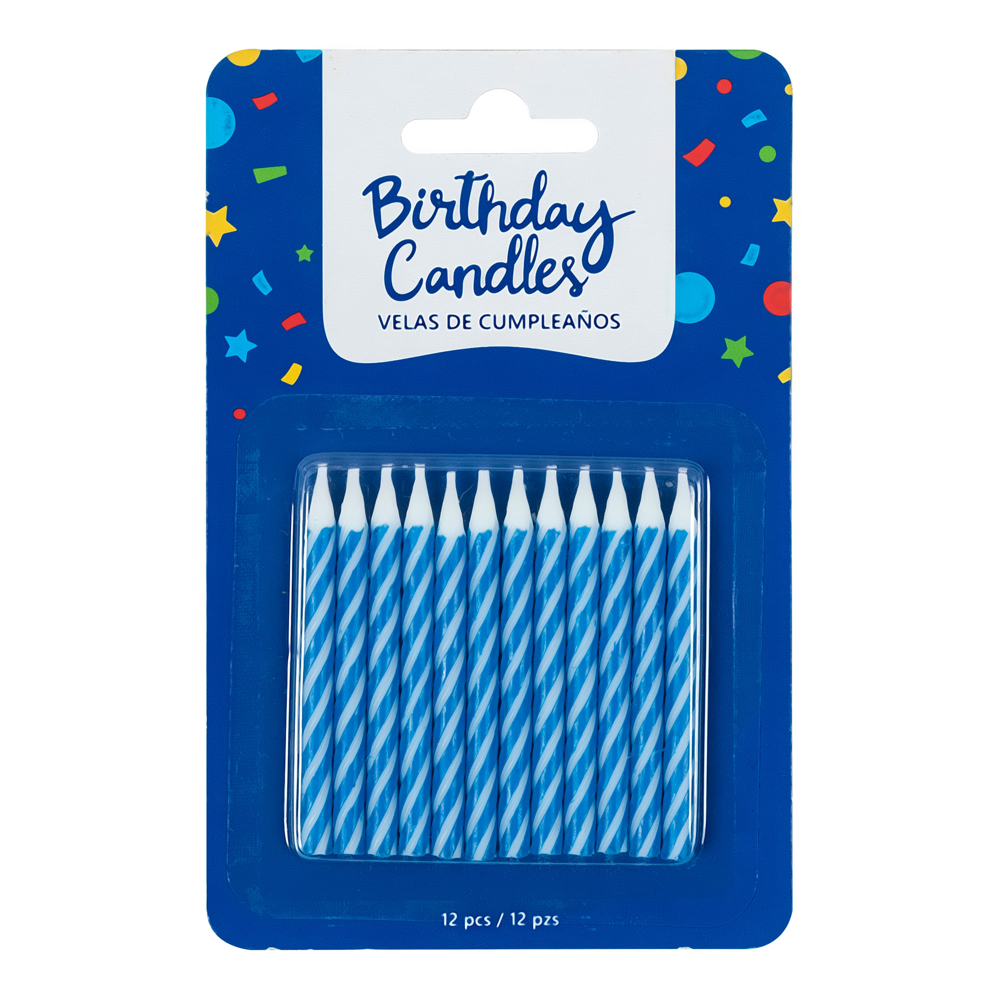 Velas de cumpleaños espiral color azul x12 MARSHALL & MASON