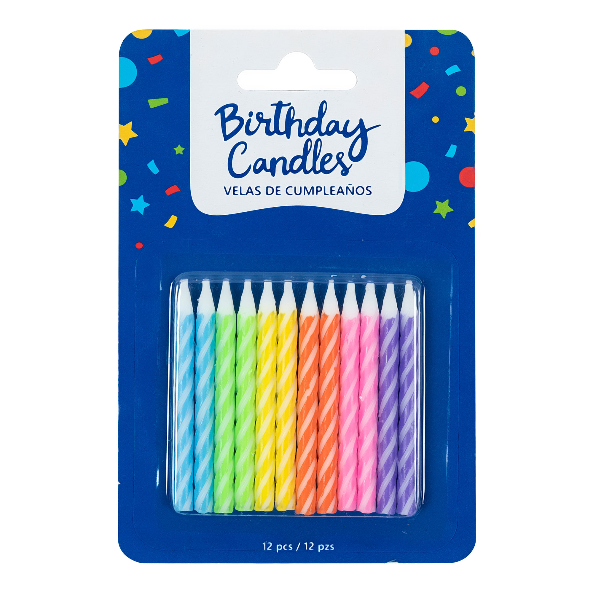 Velas de cumpleaños espiral color surtido x12 MARSHALL & MASON