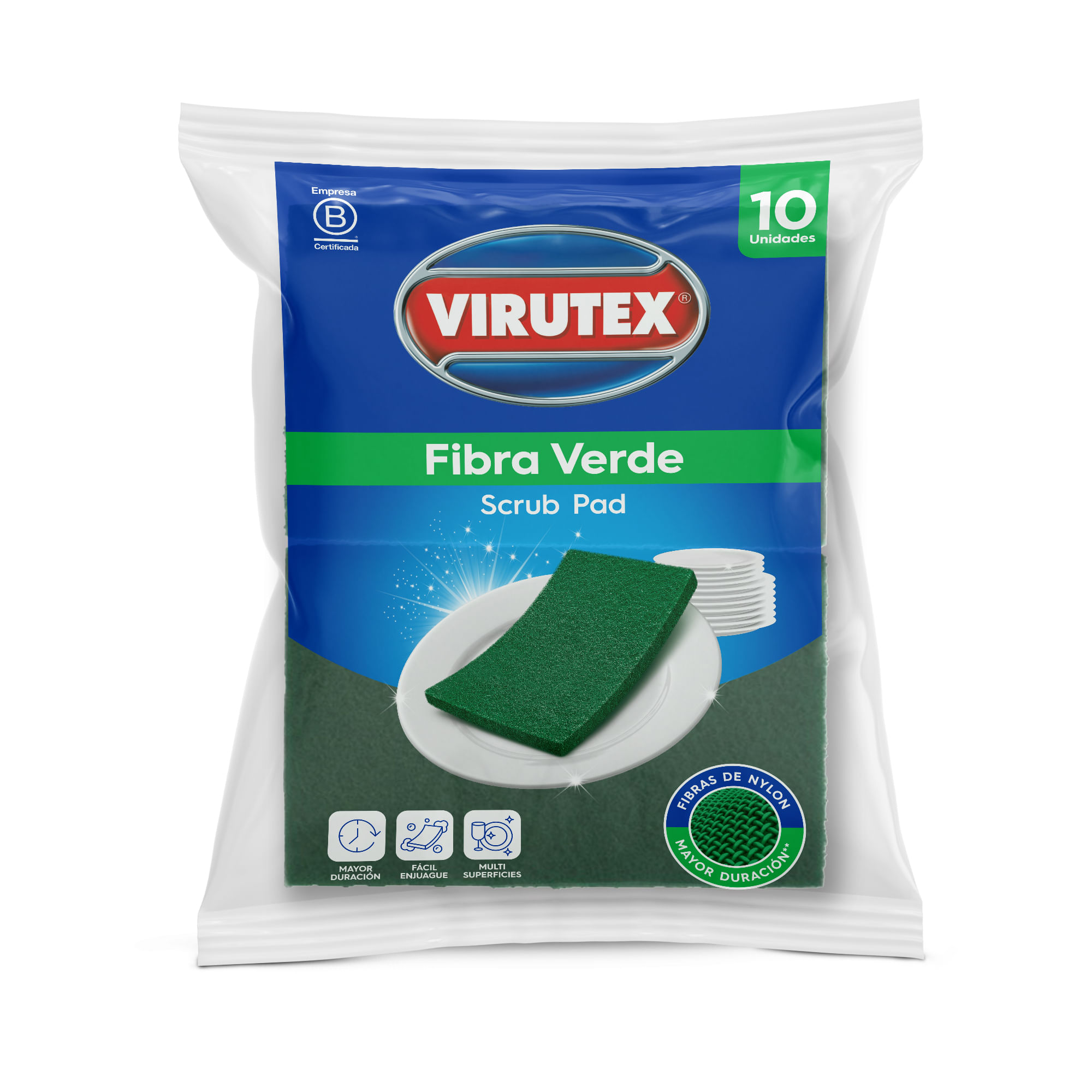 Esponja de Fibra Verde VIRUTEX x10un