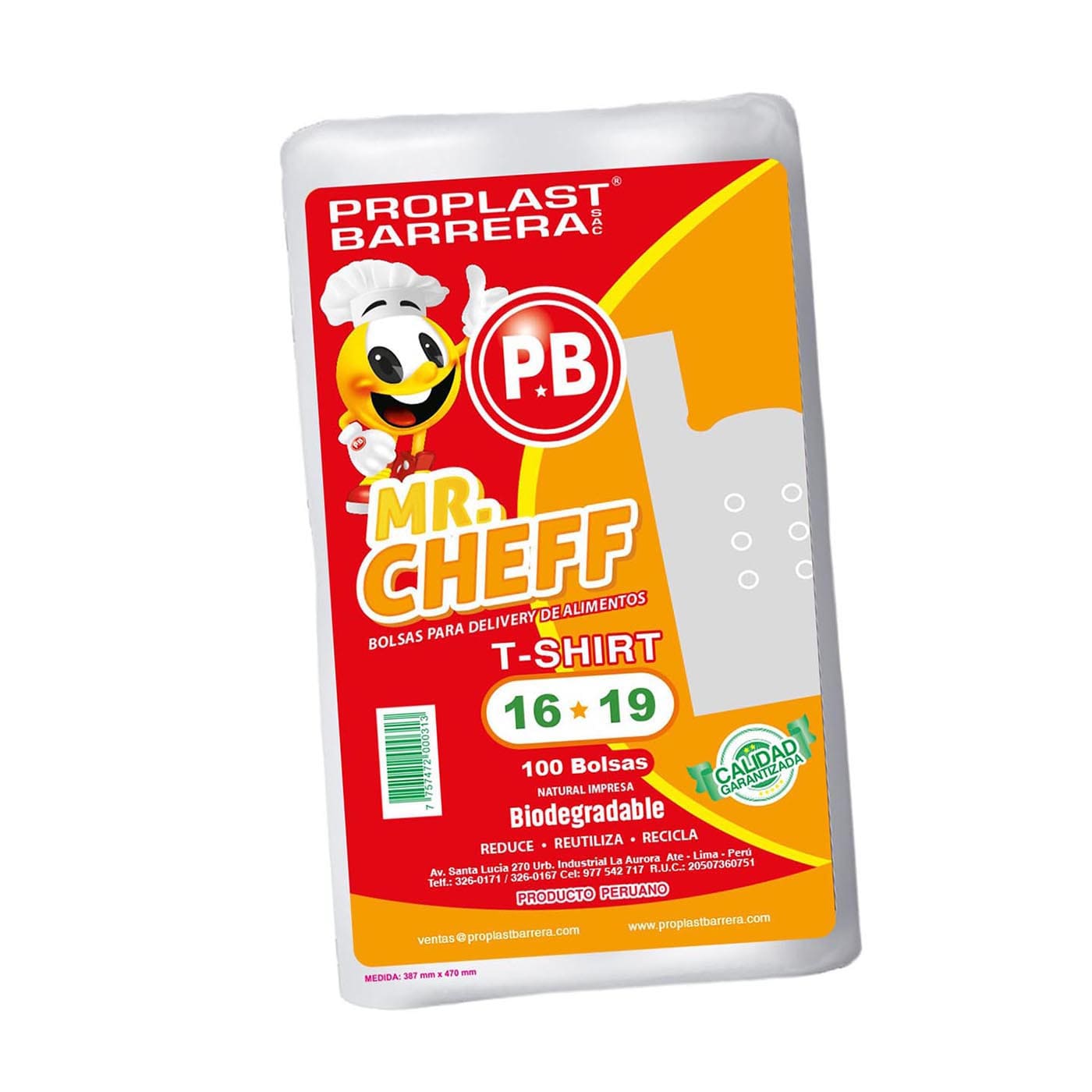Bolsas PB T-Shirt 16x19'' Perf x100un