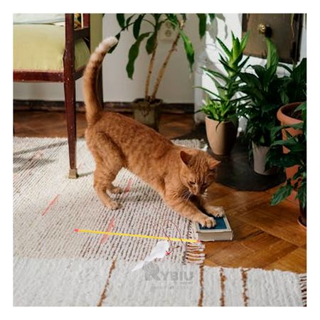 Varita de Felino con Raton Tono Amarillo Y+Papel de Regalo