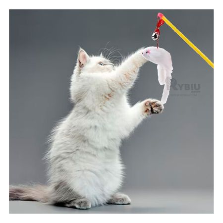 Varita para Gatos con Juguete de Raton Blanco Color Amarillo