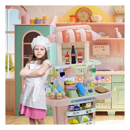 Coche de Comida Chatarra con Accesorios de Color Rosado