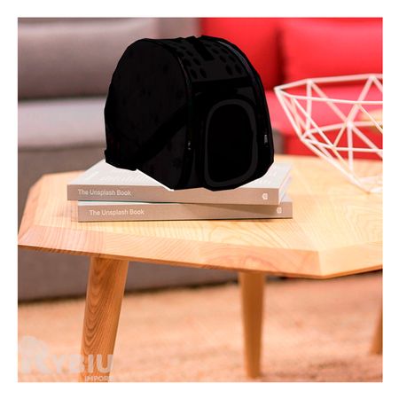 Transportador de Goma para Mascotas con Huellitas Negro