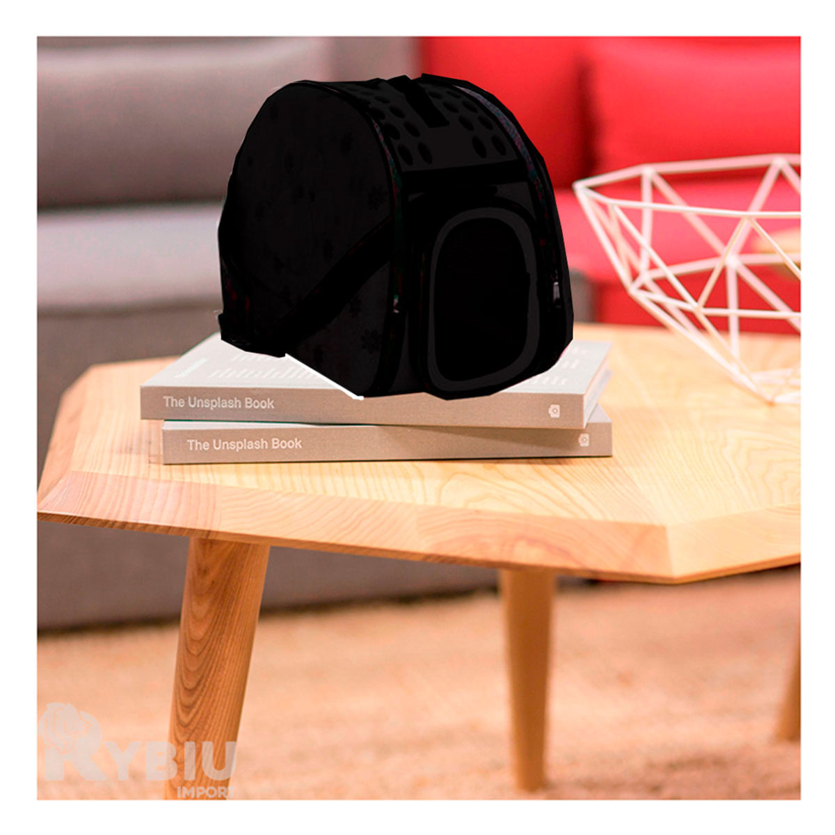 Transportador de Goma para Mascotas con Huellitas Negro