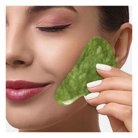 Gua Sha de Cuarzo para Rostro Tono Verde Y+Papel de Regalo