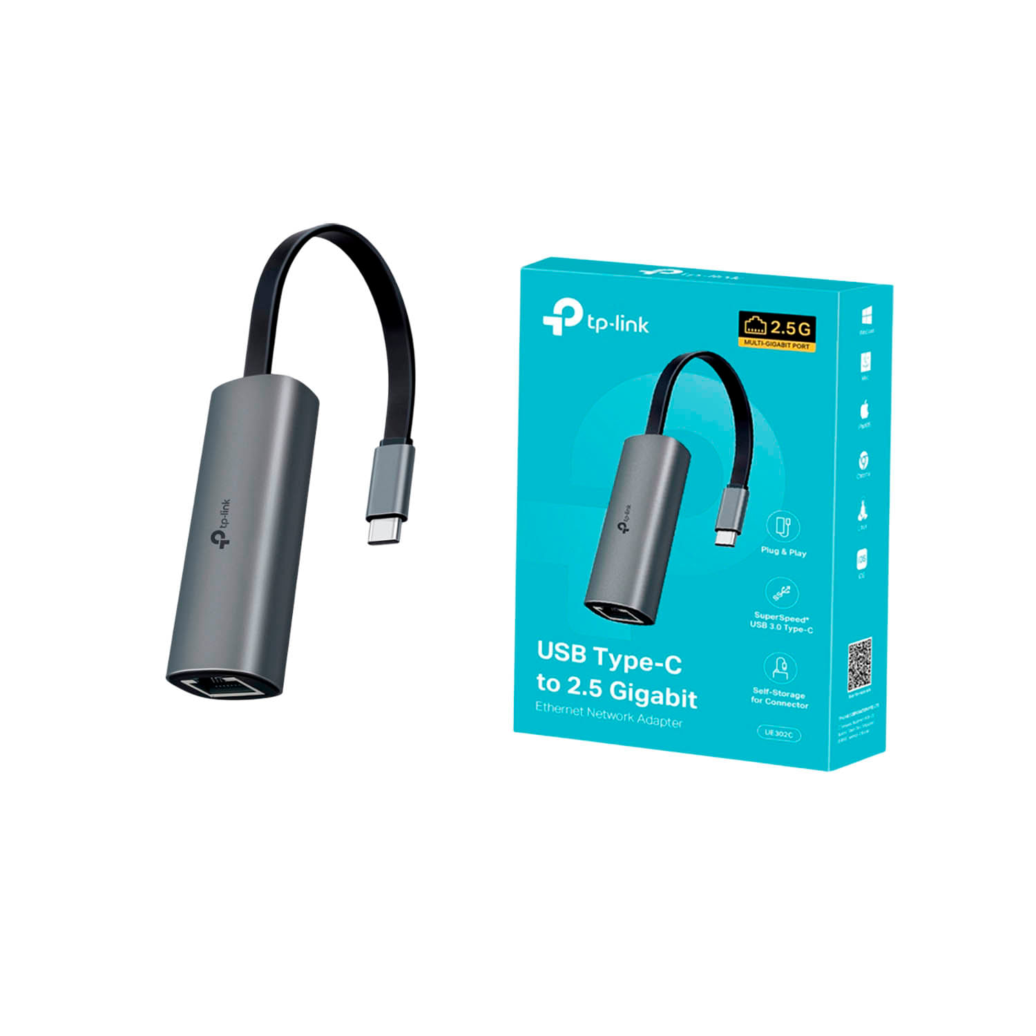 Adaptador De Red Tp-Link Ue302C Usb Tipo C A 2.5 Gigabit Ethernet