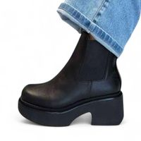 Botin Mujer Gamuza Taco 7 2086L-60 Color Negro