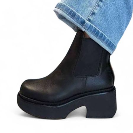 Botin Mujer Gamuza Taco 7 2086L-60 Color Negro Talla 35
