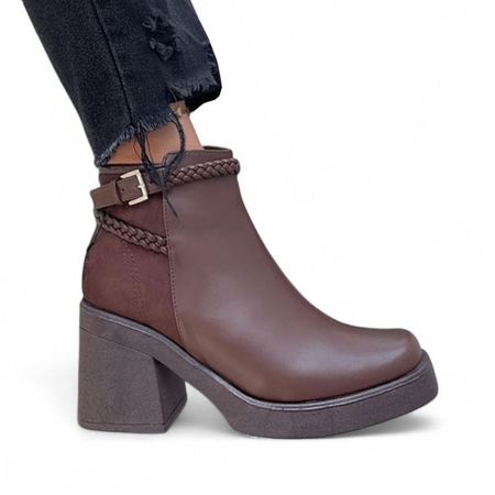 Botin Mujer Gamuza Posterior Baja 7 2086L-60 Color Marron Talla 35