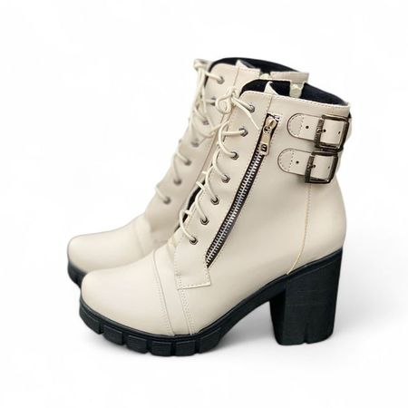 Botin Mujer Cierre Taco 7 2086L-60 Color Beige Talla 36