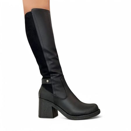 Botin Mujer Gamuza Posterior Taco 7 2086L-70 Color Negro Talla 38