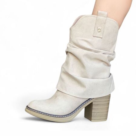 Bota Mujer Texana Taco 7 Doble 2086L-75 Color Perla Talla 35