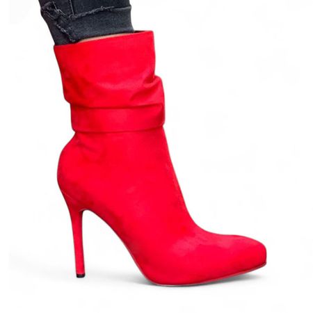 Botin Mujer Corrugado Aguja Taco 9 2086L-68 Color Rojo Talla 35
