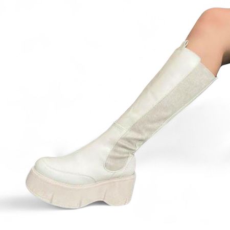 Bota Mujer Especial Plataforma 7 2086L-75 Color Beige Talla 36